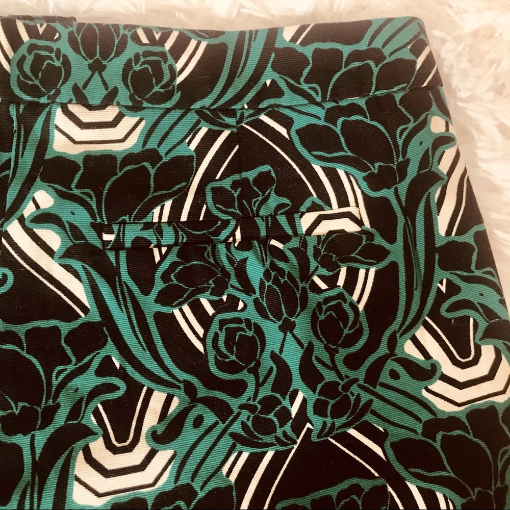 J. Crew Green High-Waist Piped Pattern Shorts Sz 6 - Picture 4 of 9